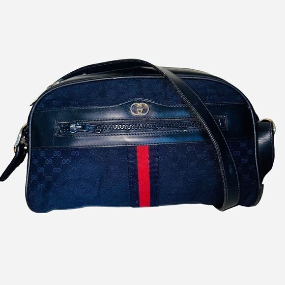 Gucci navy Gg canvas web shoulder bag - Picture 5 of 13